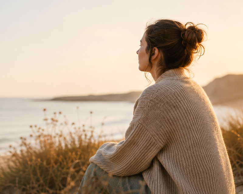 angst-panikattaken-hero-bild Hilfe bei Angst und Panikattacken in Norderstedt – ruhige Frau am Meer